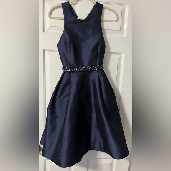 MONIQUE LHUILLIER We Belong Together fit & flare cocktail dress Navy Blue Size 6 - Picture 1 of 10